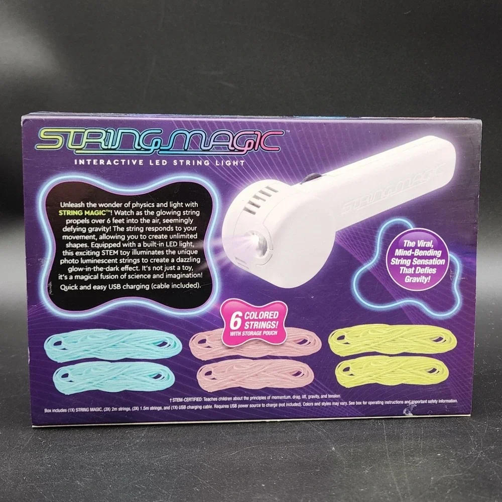 ZipString Luma White LED Interactive String Light Toy STEM Physics Kinetic Flow